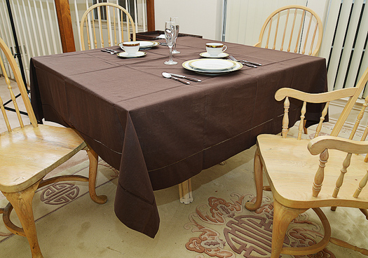 Happy Festive 70" Square tablecloth. French Roast color
